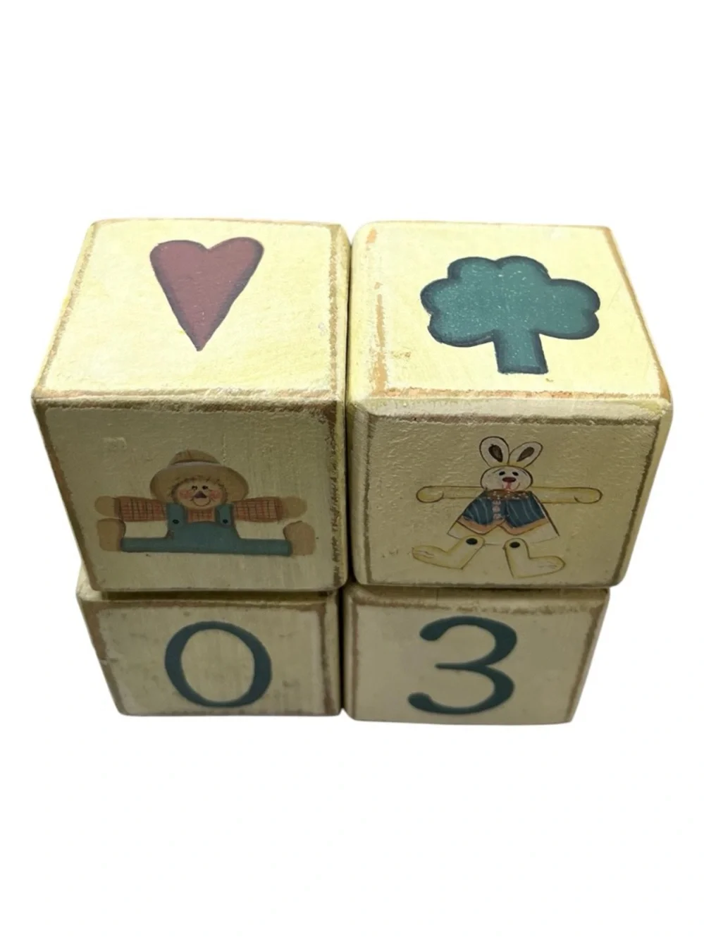 Wood Block Perpetual Calendar distressed green